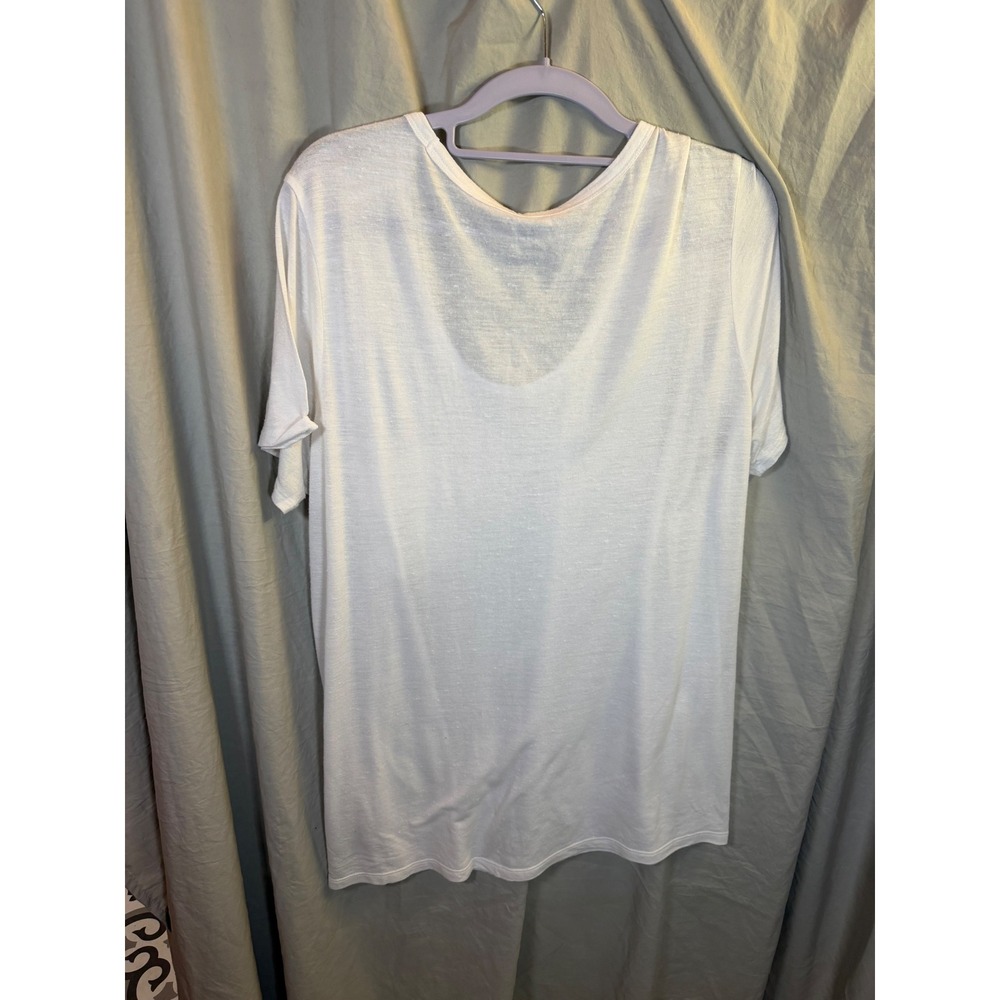 Faded Glory Womens White Scoop Neck Pocket Tee Shirt XXL 20 Rayon Blend Slub - Picture 6 of 6